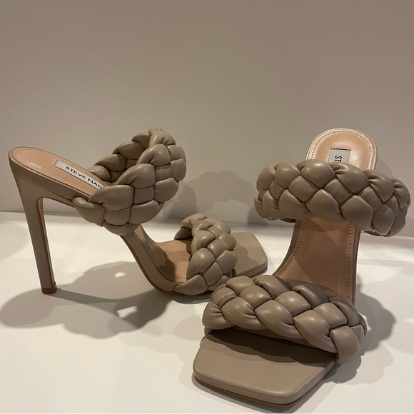 Steve Madden Kenley Women’s Sandals Leather Braided Slip On Heel Size 8.5 - Picture 5 of 11